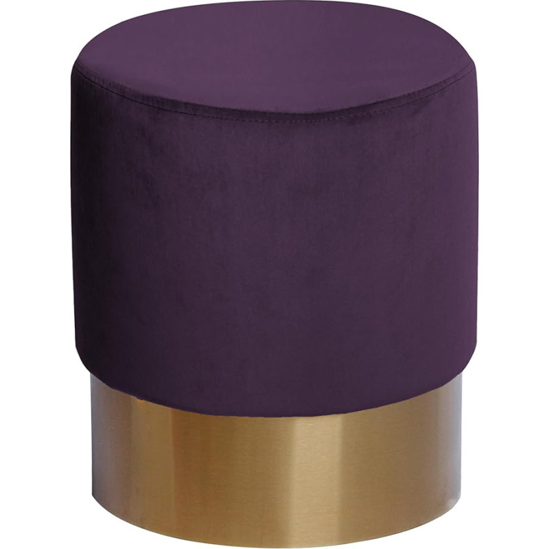 Qiyano Stool Dressing Table Pouf Velvet Stool in Various Sizes and Colours with Gold Trim for Living Room Bedroom or Dressing Room Small Round Colour: Purple