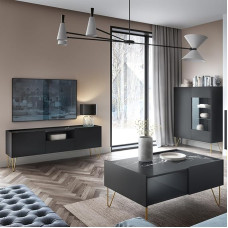 Living Room Furniture Set Graphite 3-Piece Highboard Lowboard Coffee Table