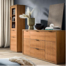 Living Room Furniture Set 2-Piece Sideboard Chest of Drawers Display Cabinet Living Room Cabinet Modern Oak