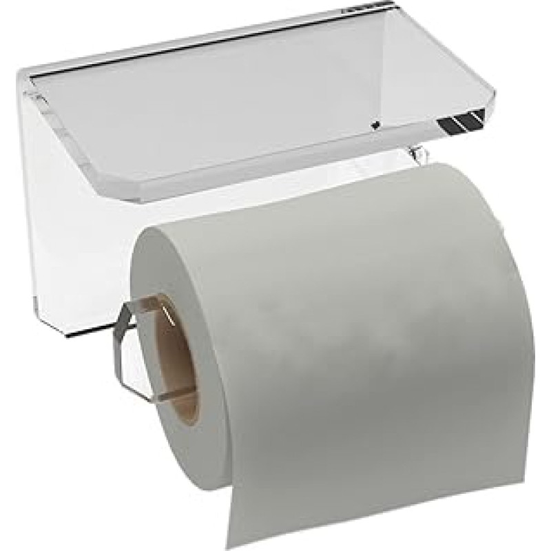 Agplex - Wand-Toilettenpapierhalter - Klebe-Toilettenpapierhalter mit Handyhalterung. Transparenter Acrylglas-Toilettenpapierhalter für das Badezimmer