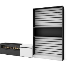Skraut Home Living Room Wall Unit Living Room Furniture Set 260 x 186 x 35 cm for TVs up to 65 Inches Electric Fireplace Dimensions Modern Style White and Black