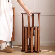 Tiita Stapelbare Holzhocker, 4er-Set, 45,7 cm, runde Hocker mit Anti-Rutsch-Pads, langlebiges platzsparendes Design für Küche, Schlafzimmer, Wohnzimmer, Bar, keine Montage, Walnuss