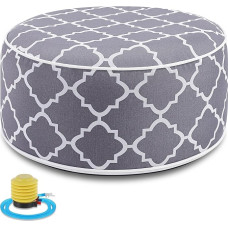 Juexica Inflatable Ottoman Indoor Outdoor All-Weather Pouf with Handle D21 x H9 Water Resistant Portable Footstool Pouf for Patio Garden Camping or Home 1 Piece