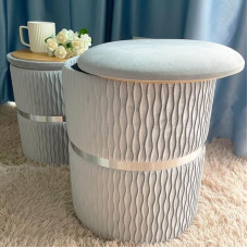 SOFT ASS 2 Pack Modern Ottoman Storage Round Ottoman with Silver Metal Frame Coffee Table Multifunctional Footrest 150kg Padded Seat for Living Room Bedroom