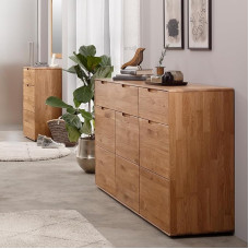Living Room Furniture Set 2-Piece Chest of Drawers Solid Oiled Wood Sideboard Cabinet Living Room Cabinet Modern in Wild Oak
