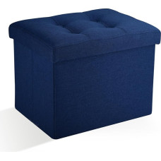 Docvania Ottomane, Fußstütze, Hocker, kurze Ottomane, Fußhocker, faltbare Fußstütze, Leinen, zusammenklappbare Aufbewahrung, dicker Schaumstoff, rechteckig, zusammenklappbar, 43 x 33 x 33 cm,