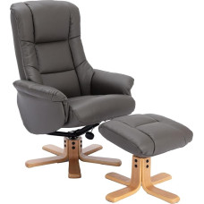 Morris Living Cairo Plush Faux Leather Swivel Chair and Footstool (Cinder)