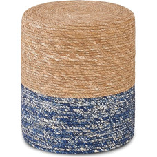 Mxfurhawa Pouf Ottoman, Natural Seagrass Footstool, Handwoven Round Footrest, Poof Pouffe Accent Chair with Wooden Frame for Living Room, Bedroom (Seagrass-1)