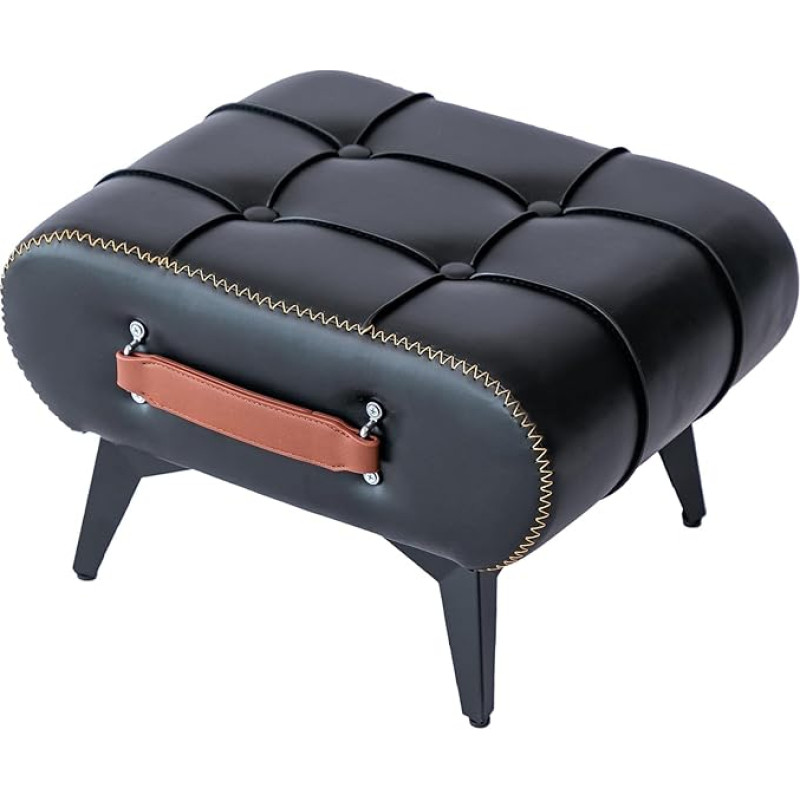 Purgreen Small Footstool Ottoman Stylish and Functional Faux Leather Footrest for Extra Seating in Living Room, Entryway or Office