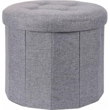 Carousel Home Fabric Upholstered Stool with Storage Box, Round Footstool, Folding Footstool with Storage Box, Footstool, Pouffes for Living Room - Grey