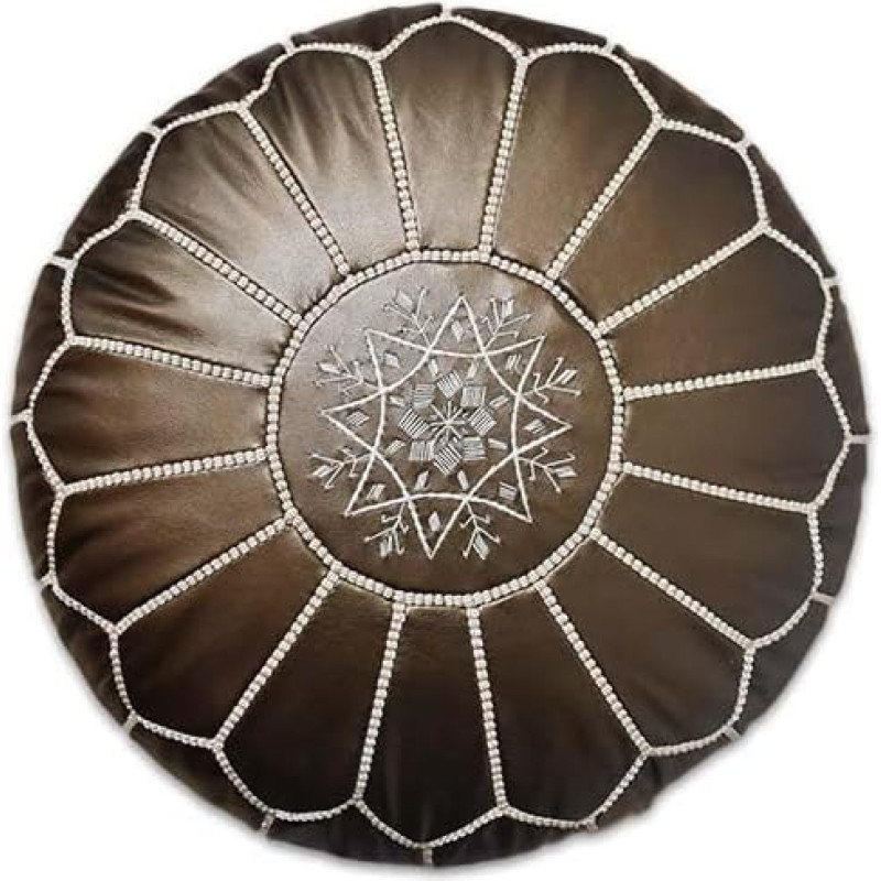 Poufs&Pillows Premium Faux Leather Pouf, Handmade, Delivered Filled, Ottoman, Bean Bag, Footstool, Upholstered Stool (Bronze)