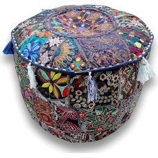Indian Vintage Design Embroidered Patchwork Foot Stool 56cm x 36cm