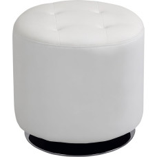 HOMCOM Ottoman Footstool Ottoman Swivel Stool Round Pouf Padded in Faux Leather Modern Style for Bedroom Entrance Hall Living Room Diameter 45.5 x 44.5 cm White