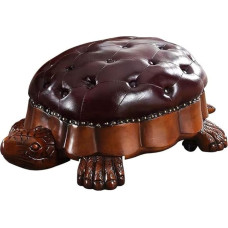 CYYTLFSD Wooden Footstool, Sofa Stool, Leather Upholstery, Vintage Turtle Footrest, Stool with Wheels, Dark Brown