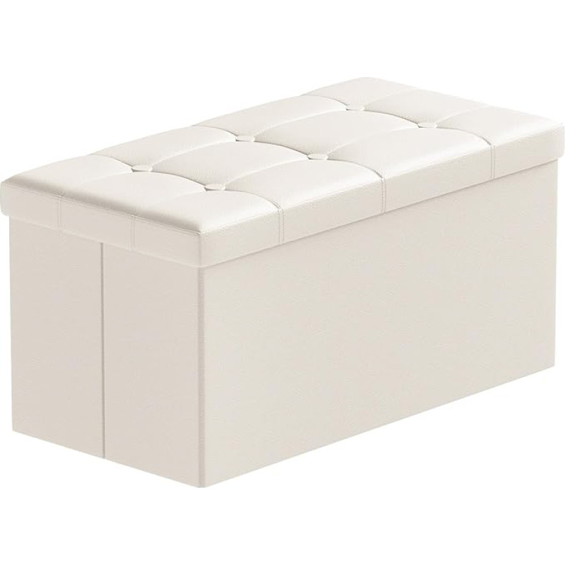 BRIAN & DANY Faux Leather Ottoman Storage Box, Toy Storage and Ottoman Bench with Cover - 76 x 38 x 38 cm (Cream)