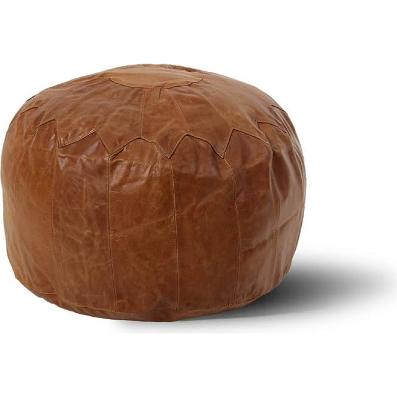 Woodland Leather 17.5 inch Diameter Moroccan Style Genuine Leather Bean Bag Bean Bag - Brown
