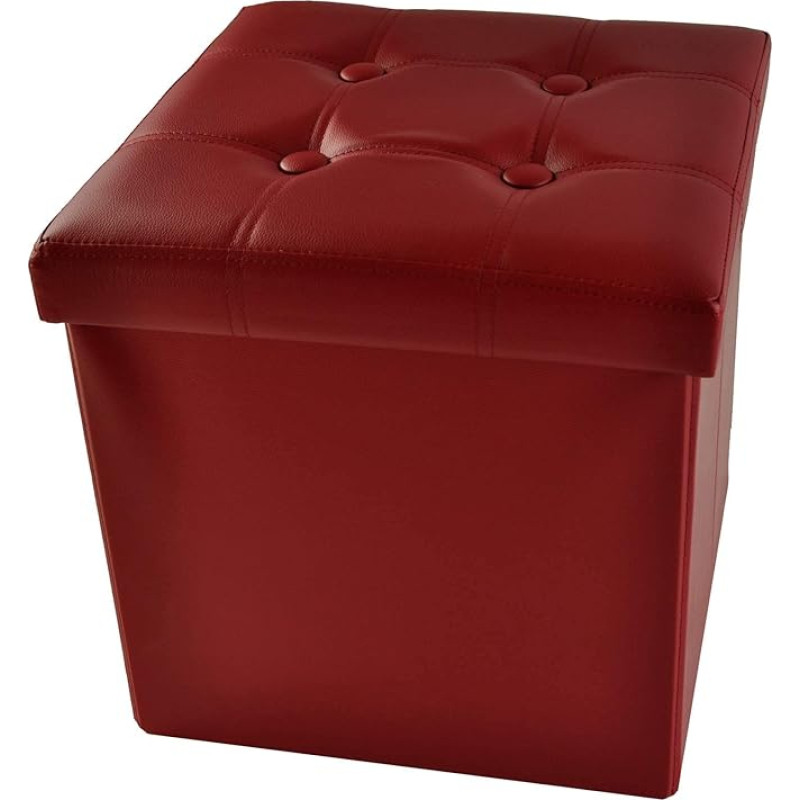 Casatessile Ecopelle Pouf Large 50 x 50 x 50 cm Large Reposapiés Container XXL Bordeaux