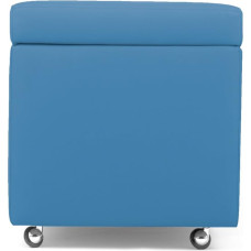 Arketicom New Pandora Swing Bean Bag Stool with Wheels in Faux Leather Footrest with Wheels Armchair Bench Padded Rubber Feather Puff Design Main Decor Coffee Table Modern 42 x 42 cm Sky Blue