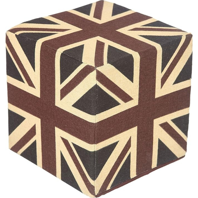Homescapes Cotton Union Jack Design Cube Pouffe - 36 x 36 x 38 cm
