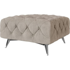 S-Style Möbel Maria Chesterfield Stool Pouf Footstool Padded Seat Pouf Upholstered Stool for Living Room Bedroom 80 x 80 x 45 cm Dark Cream