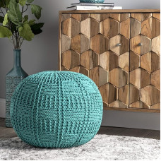 nuLOOM Berlin Casual Knitted Ottoman Pouf Filled