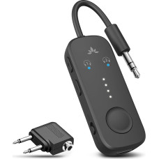 Avantree Relay - Bluetooth 5.3 lennukiadapter Qualcomm aptX Adaptive, 2 AirPodi või kõrvaklappide jaoks, 20 tundi taasesitusaega, 3,5 mm AUX-pesa saatja saatja reisimiseks, spordisaaliks