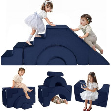 MeMoreCool laste diivan mängusohva, modulaarne vahtplokkidest ehitusklotside diivan, beebi diivanvoodi ronimiseks ja roomamiseks, pehmed ehitusplokid lastetoas või mängutoas, minisohva koos liuguri ja treppidega