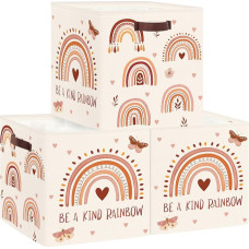 Clastyle Pack of 3 Rainbow laste hoiukastid kangas Kallax kokkupandav hoiukorv Väikesed tüdrukud kapi korraldaja riiulile, liblikas, 30 x 30 x 30 cm, 30 x 30 cm.