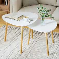 Exabang kohvilaud, 2 moodsa elutoa laua komplekt, küljelaud, kohvilaud, diivanilaud, lauakombinatsioon elutuppa, magamistuppa, kontorisse, rõdule (valge)