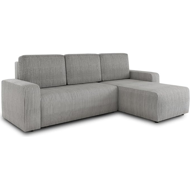 Roma L nurgadiivan magamisfunktsiooniga ja voodikastiga, nöörkangas, L-kujuline diivan, polsterdatud diivan, diivanvoodi, diivanikomplekt, universaalne osman (Hall (Poso 110))