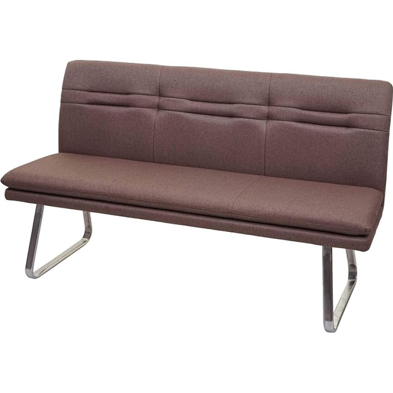 Mendler HWC-H70 Söögitoapink Pehmendusega pingi seljatugi kangas/tekstiil harjatud roostevaba teras - pruun 160 cm