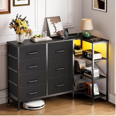 Coleshome sahtlitega kapp, nurgakapp 7 riidest sahtliga - 2 USB ja 2 vahelduvvoolu pistikupesa ja LED-valgustus, 3-kihiline hoiulaud, sobib magamistoa ja elutoa nurkadesse