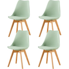 EGGREE Set of 4 Dining Room Chairs, Scandinavian Design, SGS-Tested, Kitchen Chairs, Dining Chairs, Padded Chairs with Solid Beech Legs, Ice Cream Green