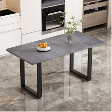 Merax Industrial Style Dining Table, Rectangular Dining Room Tables, Modern Kitchen Table for Living Room and Dining Room, 140L x 70W x 75H, Black and Grey