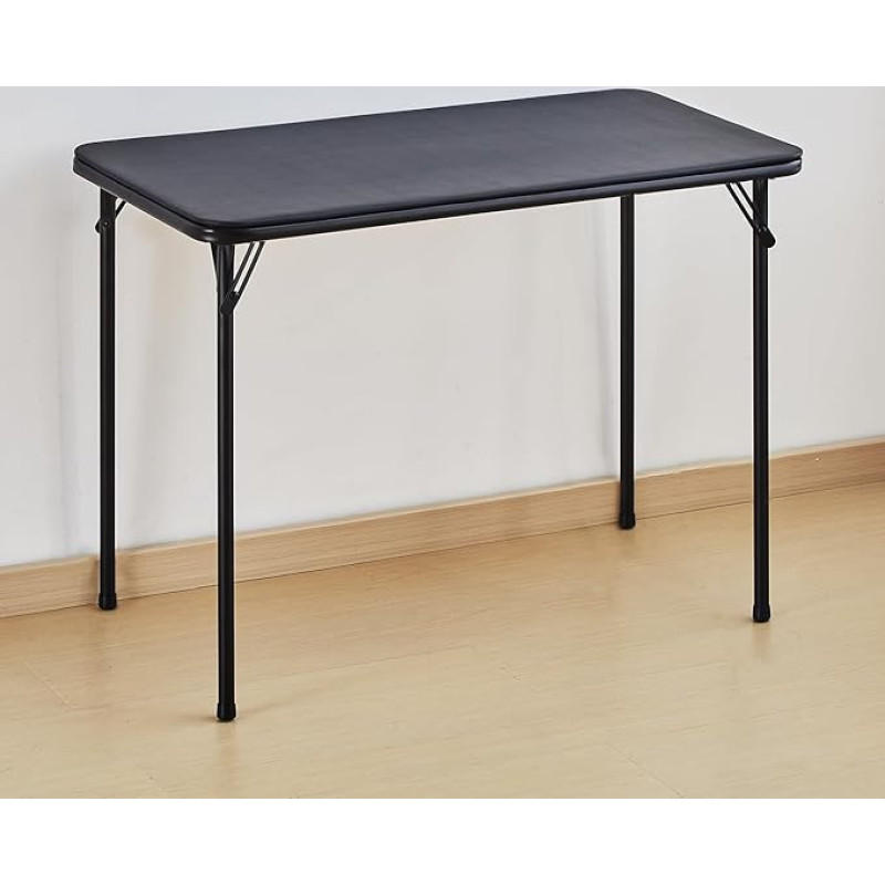 KAIHAOWIN Folding Table 47 x 97 x 70 cm, Camping Table Foldable with Powder-Coated Steel Legs, Desk Black, Dining Table without Assembly for Kitchen, Living Room and Garden