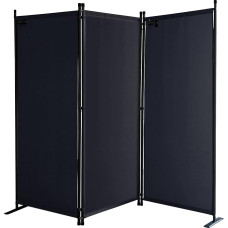 Quick Star 3-Piece Screen, 170 x 165 cm, Fabric Room Divider, Balcony Divider, Folding Privacy Screen, Black