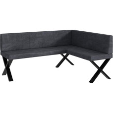 MEBLINI Corner Bench for Dining Room - Kitchen Bench - Dining Corner - Kitchen Sitting Area - Peter - X-Legs 128 x 168 x 87 cm Right - Dark Grey Velvet