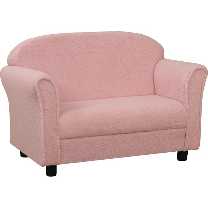 Kids Sofas and Sofas / Kids Sofa with Sherpa Fabric / Double Seater Kids Sofa / Large Toddler Couch for 0-3 Years Kids Use (Pink)