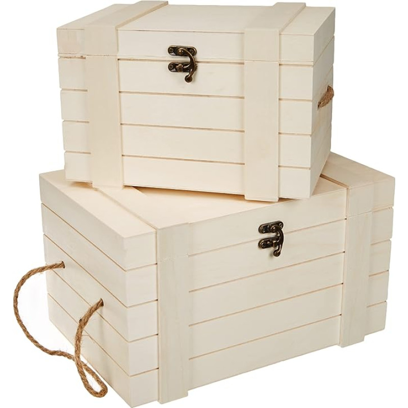 Rayher Set Wooden Boxes, 30x20,5x17,3cm+24x16x15,5cm, Wood Colour, 30.2 x 21.2 x 18 cm