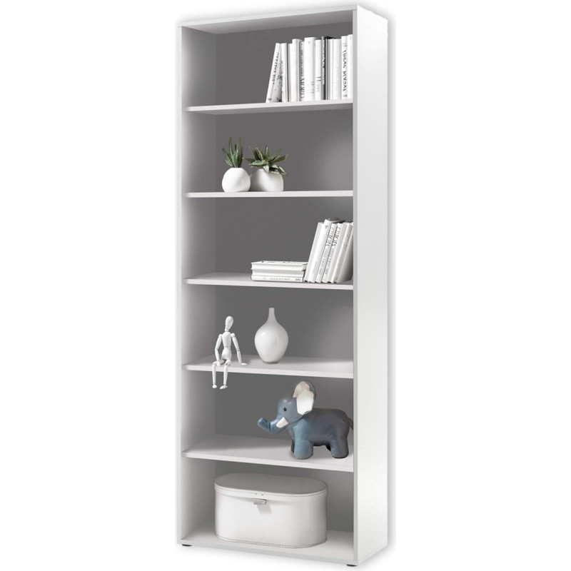 Stella Trading Pronto Filing Shelf, Light Grey, High Standing Shelf with 6 Open Compartments, Modern Office Furniture Complete Set, 80 x 216 x 35 cm (W x H x D)