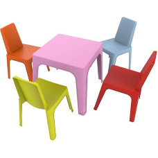 Resol Julieta Kids Set Of 4 Chairs and 1 Table, Plastic and Polypropylene, multicolour, 60 x 51 x 78 cm, Pack of 5