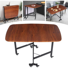 Hanmorfarbi Triple Folding Mobile Dining Table for Home Use with Six Wheels, 100 kg Load Capacity, 120 x 80 cm Table Top, Multifunctional Table