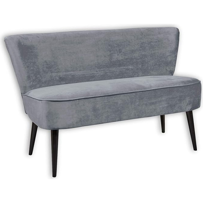Stella Trading LORD Dining Room Bench with Backrest, Solid Wood Feet and Microsuede Cover, Grey, Comfortable 2-Seater Bench with Spring-Loaded Seat, 140 x 83 x 75 cm (W x H x D)