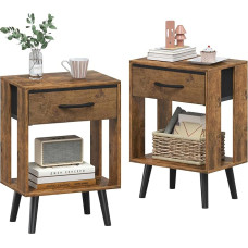 OYRREU Bedside Table Set of 2, 40 x 30 x 60.3 cm Bedside Table, Small Bedside Table with Drawer, Bedside Table for Bedroom, Children's Room, Gift Bedside Table, Nightstand, Brown