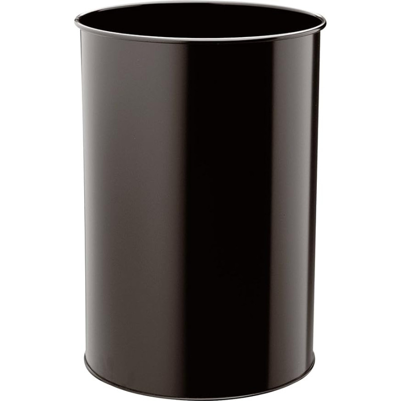 Durable 30 Litre Metal Round Waste Bin - Black