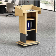 YFAURNDE Podiumständer, Rednerpulte Und Podien, Holz Podium,tragbares Podium mit Einstellbarer Höhenposition, geeignet for Seminare, Klassenzimmer, Einkaufszentren(Gray)