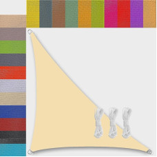 Waterproof Awning, Triangular, 2 x 2 x 2.8 m, Sun Sail, Balcony Rain Cover, 95% UV Protection, Wind Protection, Canopy, Tarpaulin for Garden, Outdoors, Camping, Patio Swimming Pool, Apricot