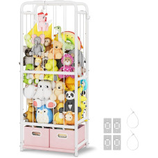 GRANNY SAYS Cuddly Toy Storage with 2 Boxes, Soft Toy Storage with Elastic Band and Hooks, Large Plush Toy Storage, Vertical Cuddly Toy Zoo with Children's Room, Playroom