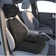 Ganekihedy Cojín ortopédico Con soporte Lumbar y reposacabezas, cojín ergonómico para Silla, espuma viscoelástica, ciática, hemorroides y alivio del Dolor de espalda, para asiento de coche (Black)