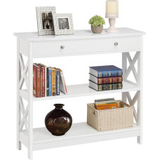 Yaheetech Console Table Side Table with Drawer and 2 Shelves Hallway Table with X-shaped Support Legs Entrance Table Wooden Sofa Table Sideboard for Living Room / Entrance / Hallway 80 × 30 × 80 cm